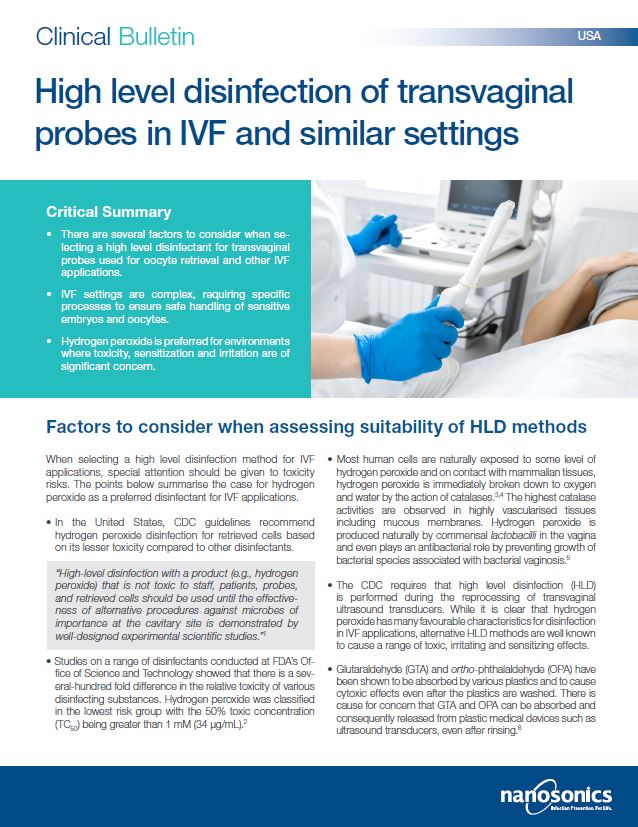 High-level disinfection of transvaginal ultrasound probes used in IVF settings