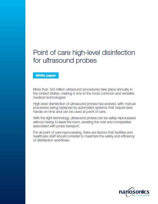 Point of care high-level disinfection for ultrasound probes